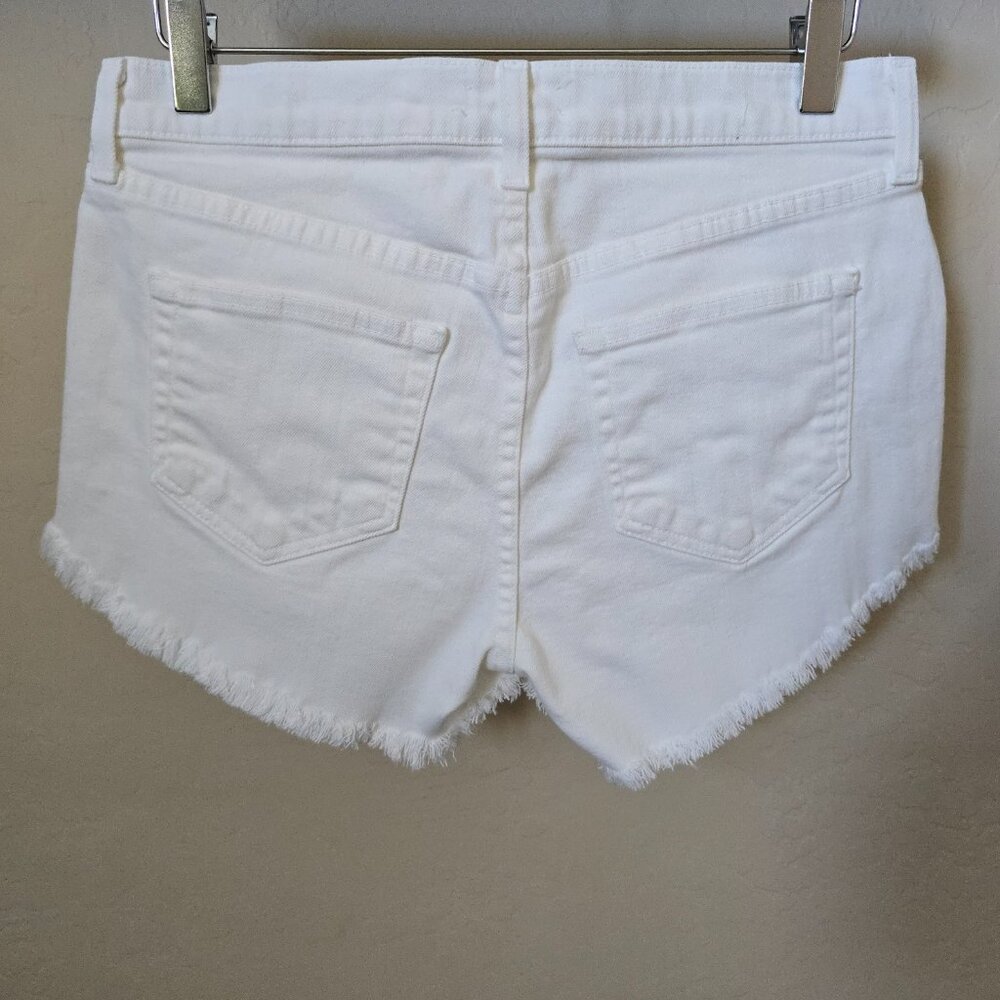 L'AGENCE Zoe White Frayed Cutoff Denim Shorts Size 27 Stretchy High Rise - Picture 7 of 15